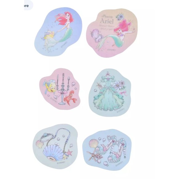 Disney Little Mermaid Ariel Kawaii Watercolor Pastel 42 Stickers Japan New Seal - Picture 3 of 6